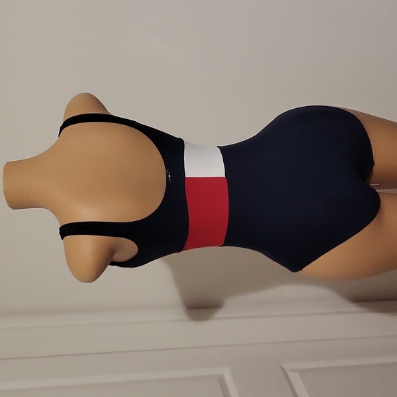Tommy Hilfiger Scoopneck One Piece Swimsuit Color Navy sz M - Picture 2 of 5